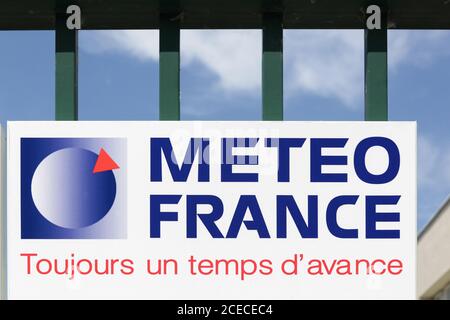 Bron, France - May 16, 2020: Station and building of meteo France in Bron near Lyon. Meteo France is the French national meteorological service Stock Photo