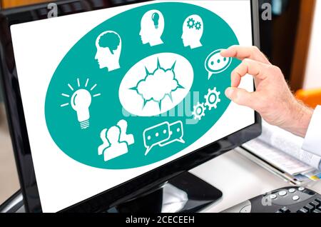 Brainstorming concept shown on a computer screen Stock Photo