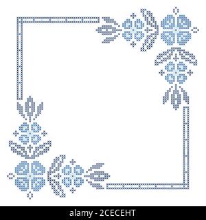 Cross-stitch embroidery in Ukrainian traditional ethnic style Stock Vector