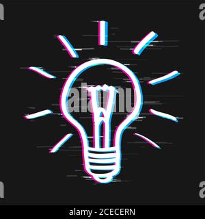 light bulb idea sign glitch design Stock Vector