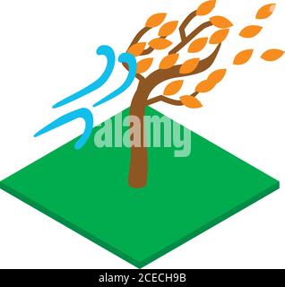 Windy autumn icon, isometric style Stock Vector