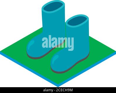 Rain boots icon, isometric style Stock Vector