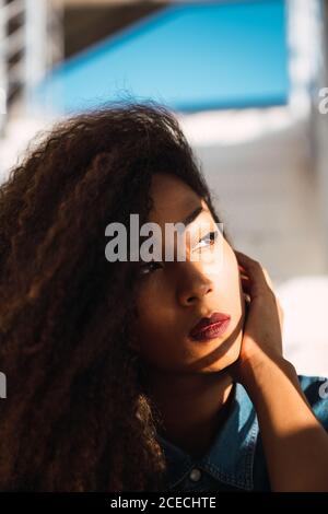 African-American Woman looking aside Stock Photo
