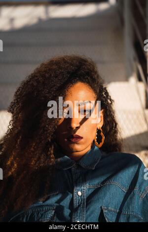African-American Woman looking aside Stock Photo