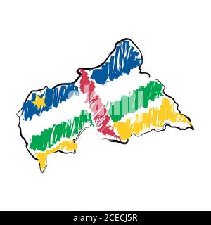 Stylized map of Central African Republic. Isometric 3D green map with ...