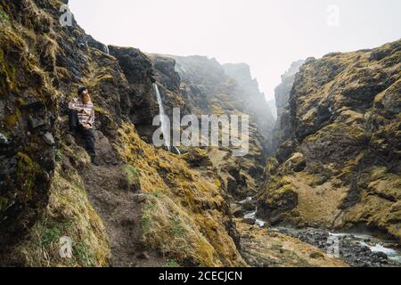 man standing in beautiful mountains Stock Photo