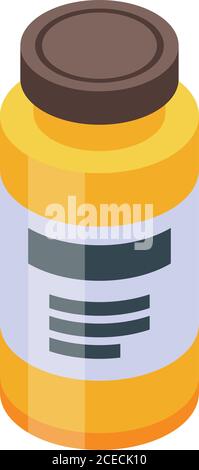 Pill jar icon, isometric style Stock Vector