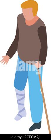 Man bandage leg icon, isometric style Stock Vector