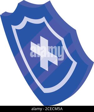 Disinfection shield icon, isometric style Stock Vector