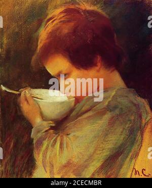 Cassatt Mary - Child Drinking Milk - French School - 19th  Century Stock Photo