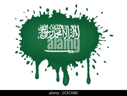 Saudi Arabia flag sketch splash Stock Vector