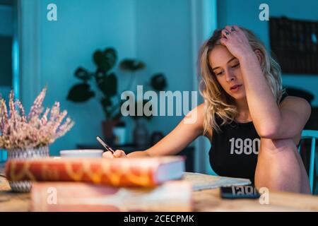 Young Woman planning trip Stock Photo