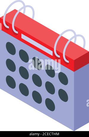 Self-care calendar icon, isometric style Stock Vector