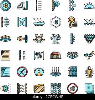 Soundproofing icons set vector flat Stock Vector