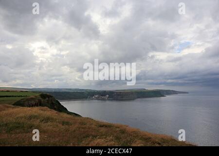 View across Runswick Bay, towards Runswick, from Kettleness Stock Photo