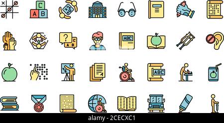Inclusive education icons set vector flat Stock Vector