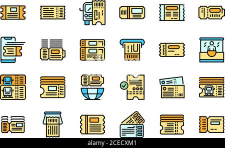 Bus ticketing icons set vector flat Stock Vector