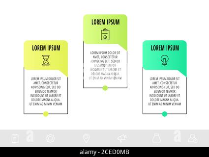 Line vector infographic design with three dialogs, icons. Template used for diagram, business, web, presentations, info graph, timeline, content Stock Vector