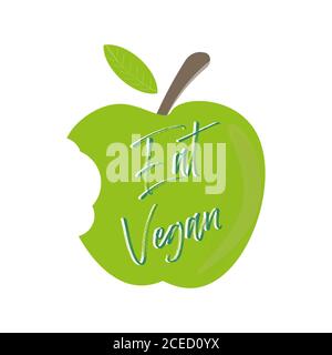 Eat Vegan Apple vector illustration on a white background Stock Vector