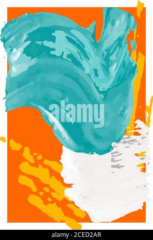 Creative minimalist hand painted abstract artistic background. Painting ink brush texture shape, doodle object, stain Artwork for wall decoration, pos Stock Vector