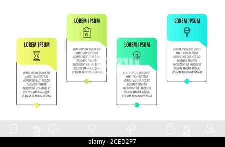 Line vector infographic design with 4 dialogs, icons. Template used for diagram, web, banner, presentations, flowchart, info graph, timeline, content Stock Vector