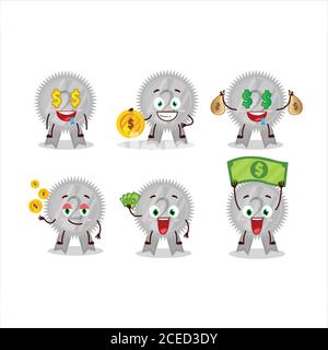 Silver medals ribbon cartoon character with cute emoticon bring money Stock Vector