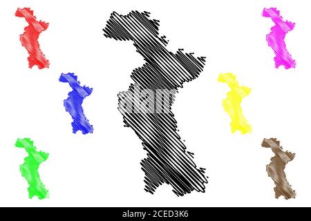 Zibo City (People's Republic of China, Shandong Province) map vector illustration, scribble sketch City of Zibo map Stock Vector