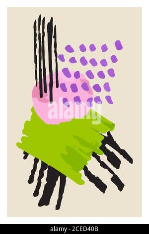 Creative minimalist hand painted abstract artistic background. Painting ink brush texture shape, doodle object, stain Artwork for wall decoration, pos Stock Vector