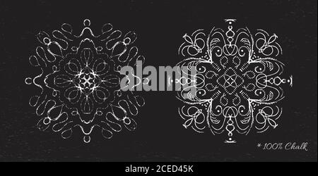 Set snowflakes drawn in chalk on a black background vector Stock Vector