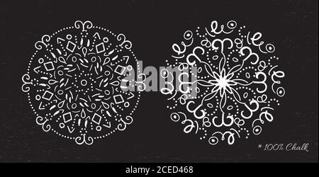 Set snowflakes drawn in chalk on a black background vector Stock Vector
