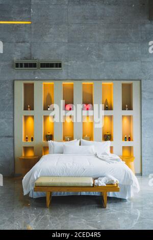 Contemporary luxury design of hotel bedroom Stock Photo