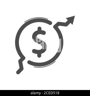 Icon of the dollar growth chart. Vector illustration for a logo, sticker, or emblem isolated on a white background Stock Vector