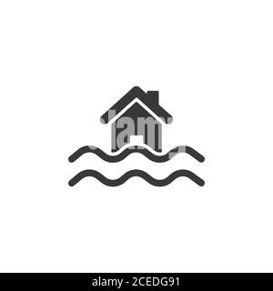 Flood. Isolated icon. Weather glyph vector illustration Stock Vector