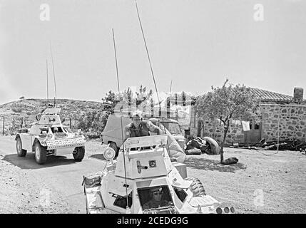 Daimler ferret army armoured car on UN mission, cyprus 1963 Stock Photo