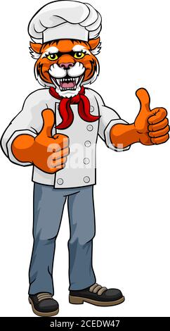 Tiger Chef Mascot Cartoon Character Stock Vector