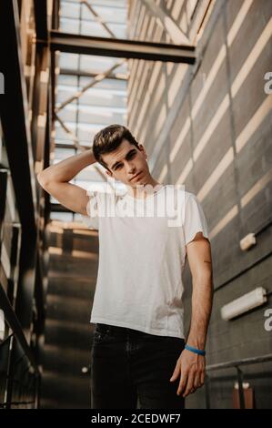 Young handsome man looking at camera Stock Photo