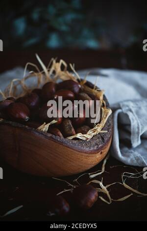 chestnuts in a basket Stock Photo