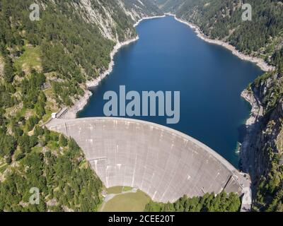 The dam of Sambuco in Maggia valley on the Swiss alps Stock Photo