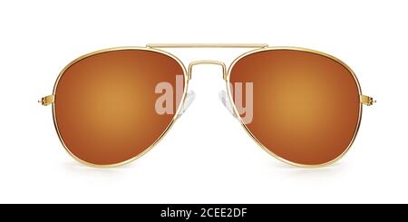 brown aviator sunglasses isolated on white background with clipping path
