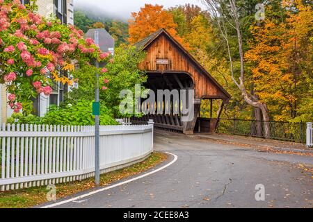 Woodstock, Vermont, USA at the Middle Covered Bridge. Stock Photo