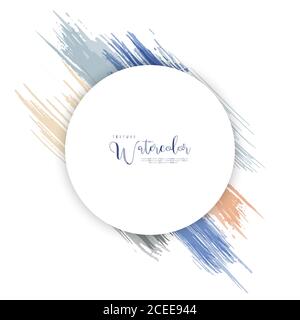 Abstract background minimal design with earth tone watercolor paintbrush on the circle frame. Artistic watercolor splash vector used as being an eleme Stock Vector