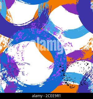 seamless background pattern, with circles, brush strokes and splashes Stock Vector