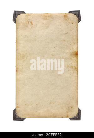 Old vintage photo with retro photo frames isolated on white background. Stock Photo