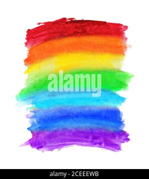 Abstract watercolor rainbow colors background. Hand drawn, paper texture. Stock Photo