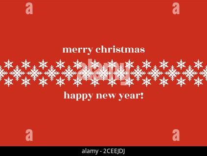 Red Christmas background with snowflakes. Beautiful winter Christmas frame. Vector illustration EPS 10 Stock Vector