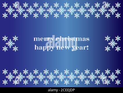 Blue Christmas background with snowflakes. Beautiful winter Christmas frame. Vector illustration EPS 10 Stock Vector