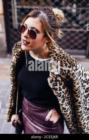Portrait of young stylish blonde Woman Stock Photo