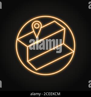 Local SEO icon in neon line style. Business marketing localization symbol. Vector illustration. Stock Vector