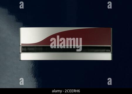 Objects made of aluminum, brass and similar materials for writing names, titles, numbers, sections. Stock Photo