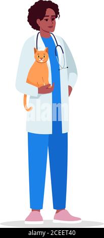 Veterinarian semi flat RGB color vector illustration Stock Vector